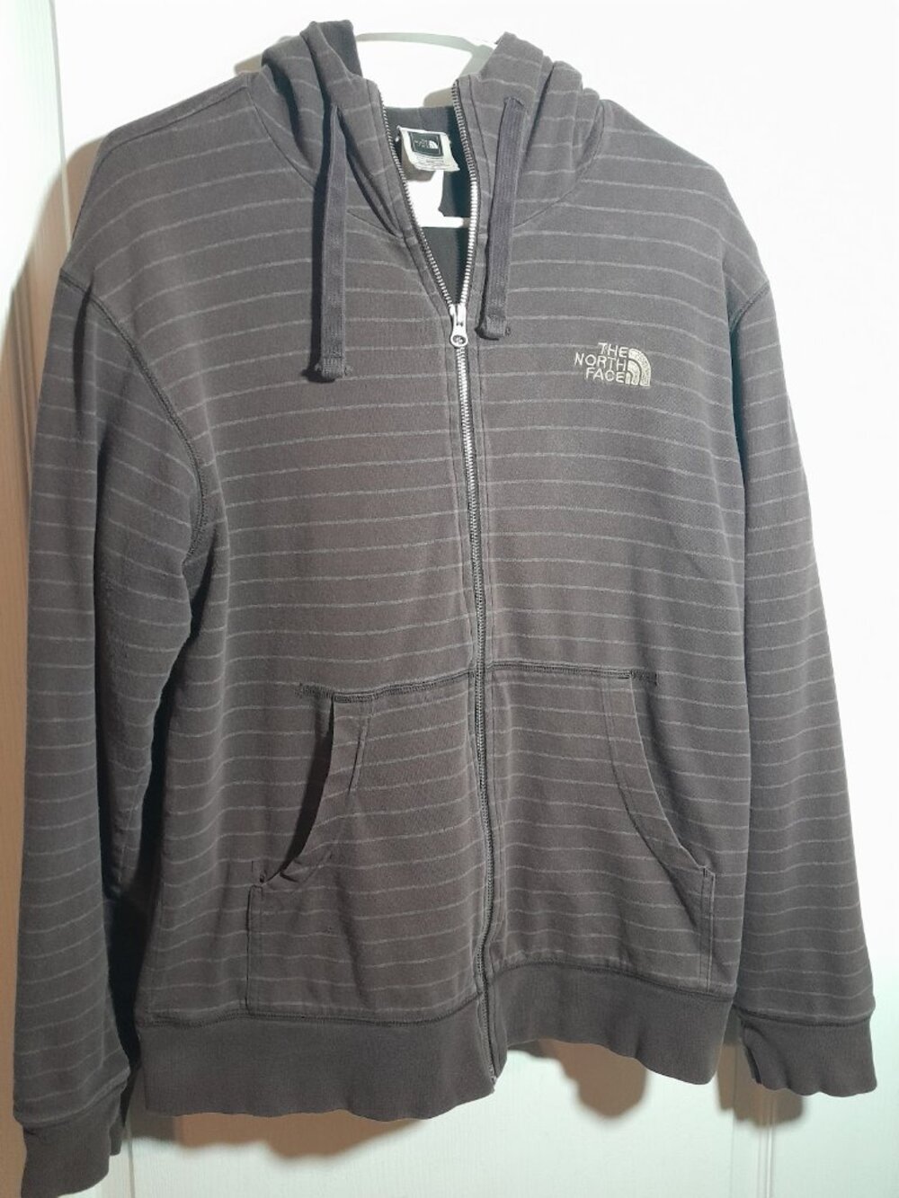 Y2K Hoodie The North Face men's zip-up hoodie.  Brown striped Size Medium